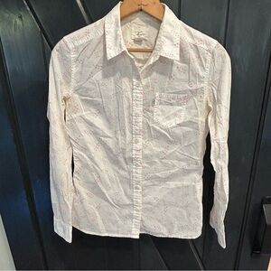 Levi’s Women’s Button Down Shirt, 100% Cotton, Pink Floral, Size XS